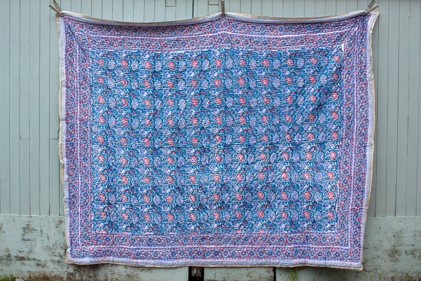 220 x 270cm Print Block Padded Quilt - Wotton