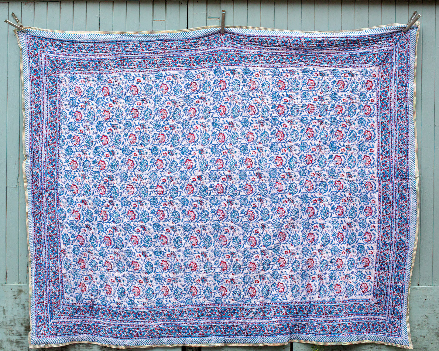 220 x 270cm Print Block Padded Quilt - Wotton