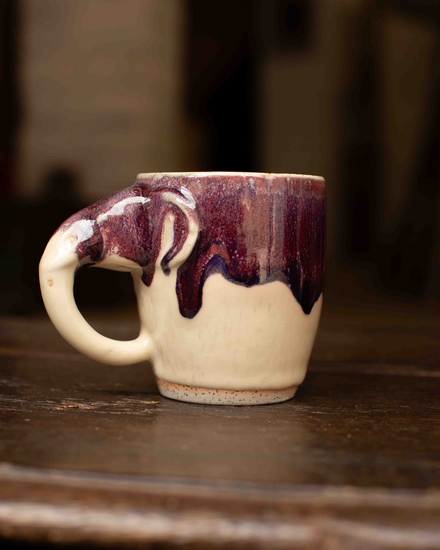 Cream & Purple Elephant Mug
