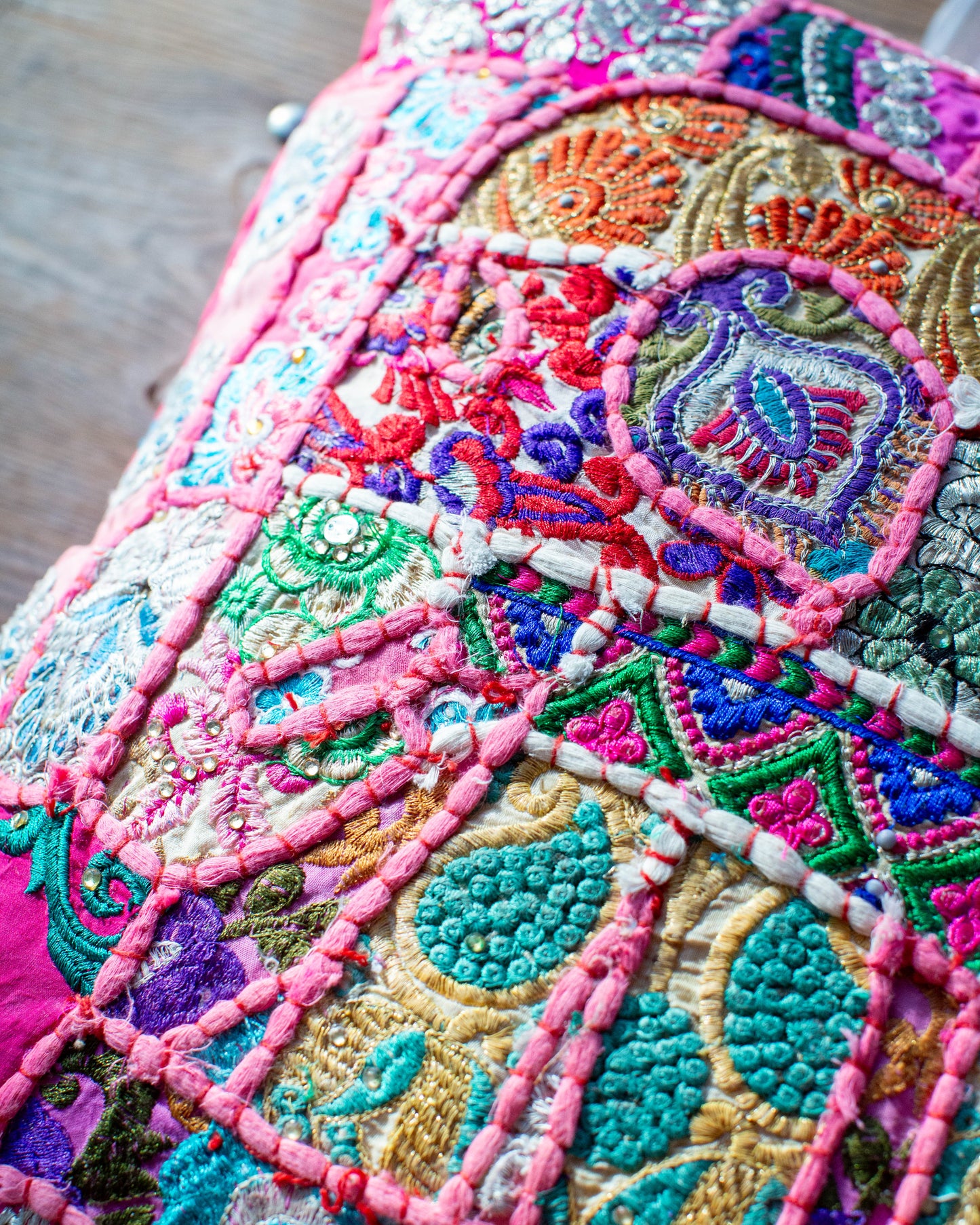 Pink Elephant Patchwork Cushion Cover.