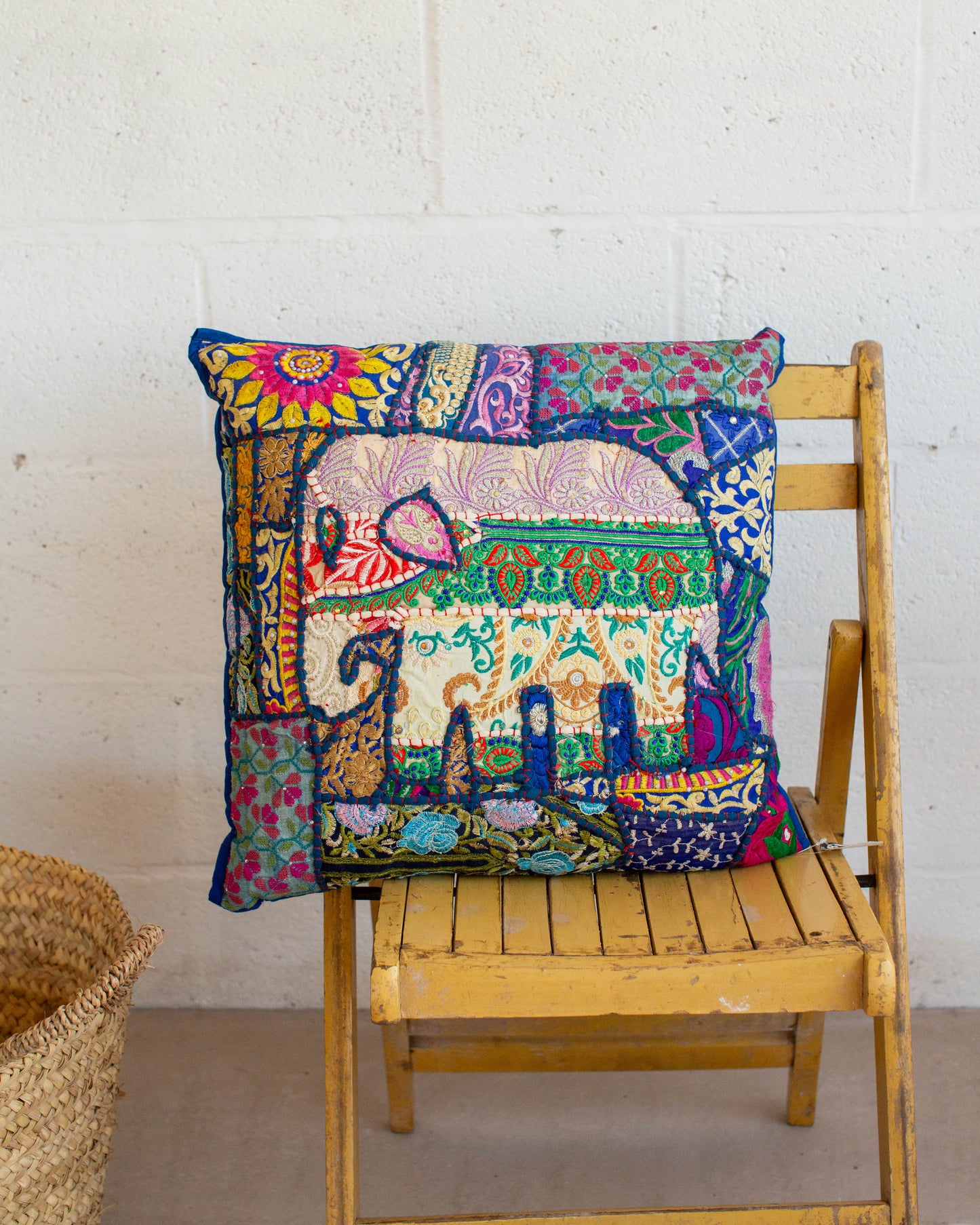 Blue Elephant patchwork Cushion Cover