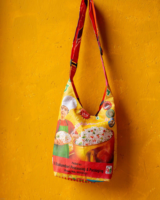 Recycled Rice Sack Side Bag