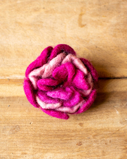 Large Felt Pink Flower Brooch