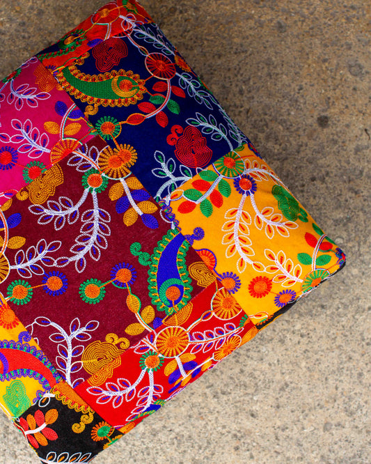 Velvet Embroidered Footstool