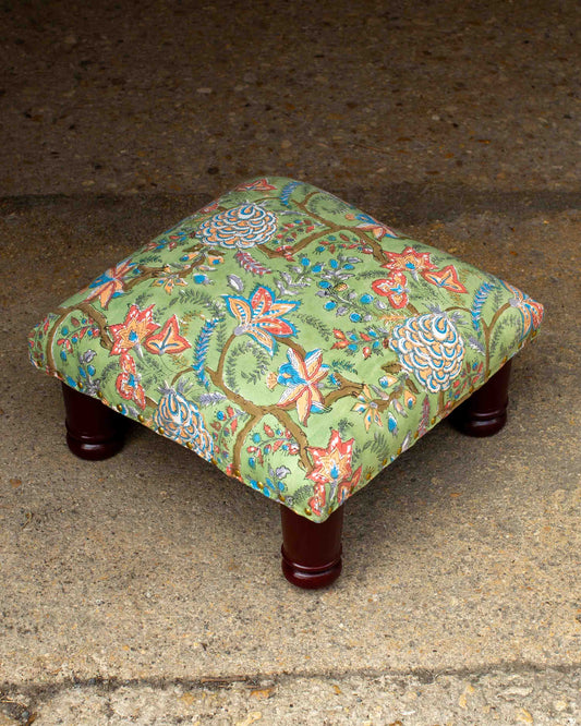 Green & White Footstool