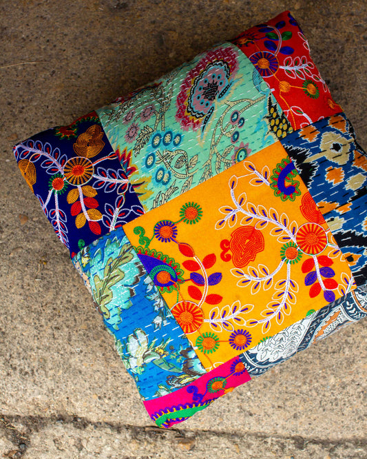 Patchwork Velvet Footstool