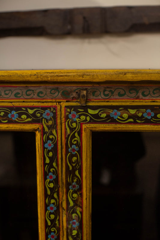 Painted Bird Glass Cabinet