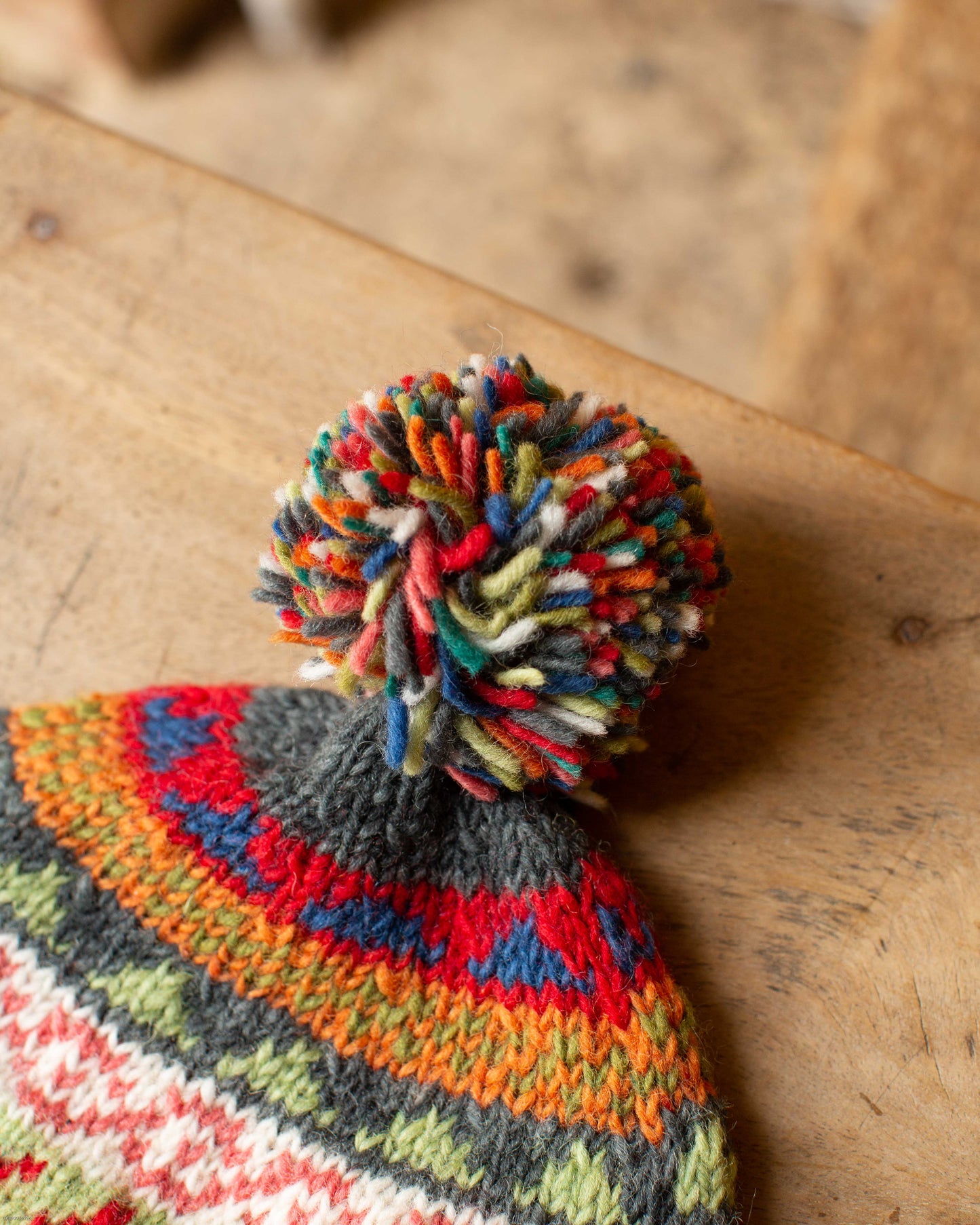 Husky Fairisle Knitted Bobble Beanie