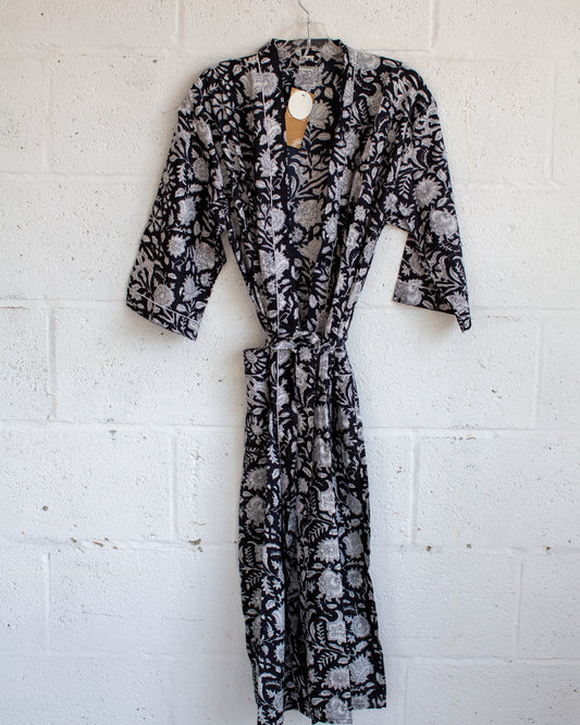 Black Hand Printed Kimono