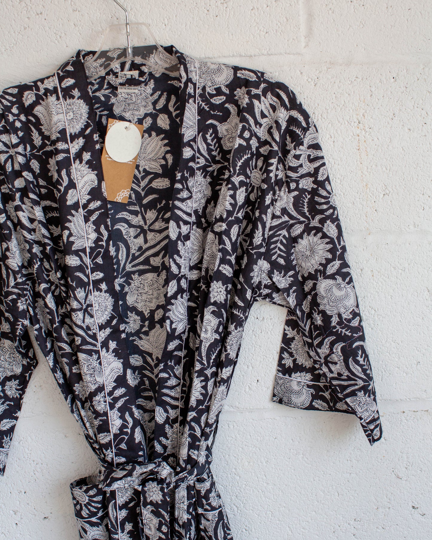 Black Hand Printed Kimono