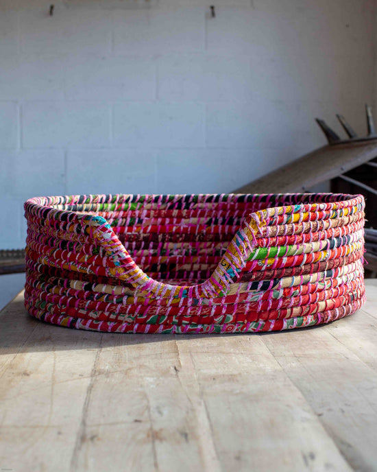 Large Recycled Sari Dog Baskets - 6