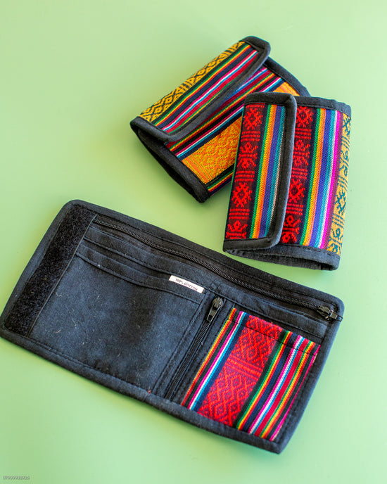Striped Woven Mini Wallet