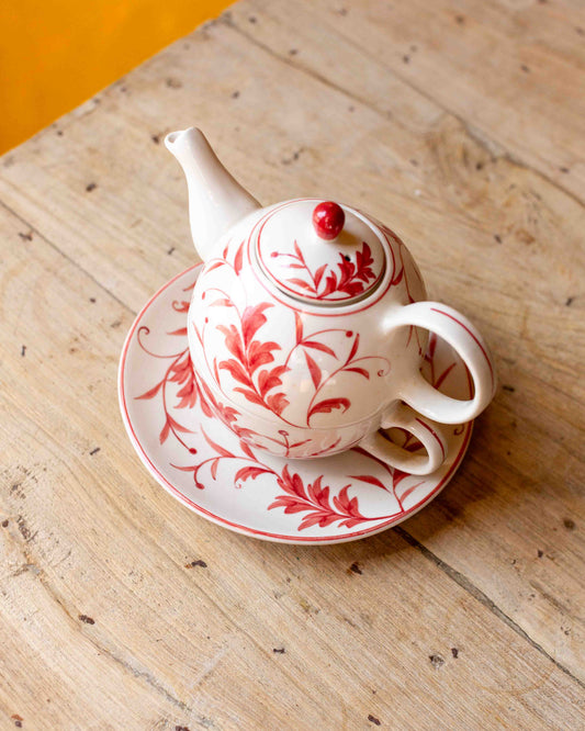 Red Floral Tea Pot