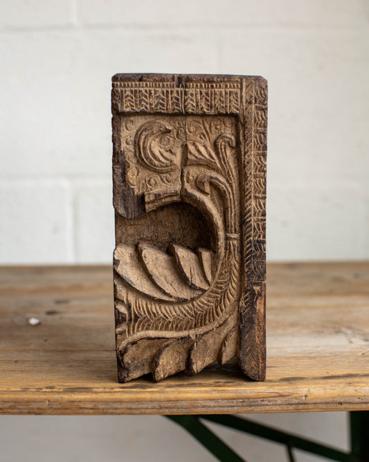 Wooden Carved Pillar Candle Holder - 3