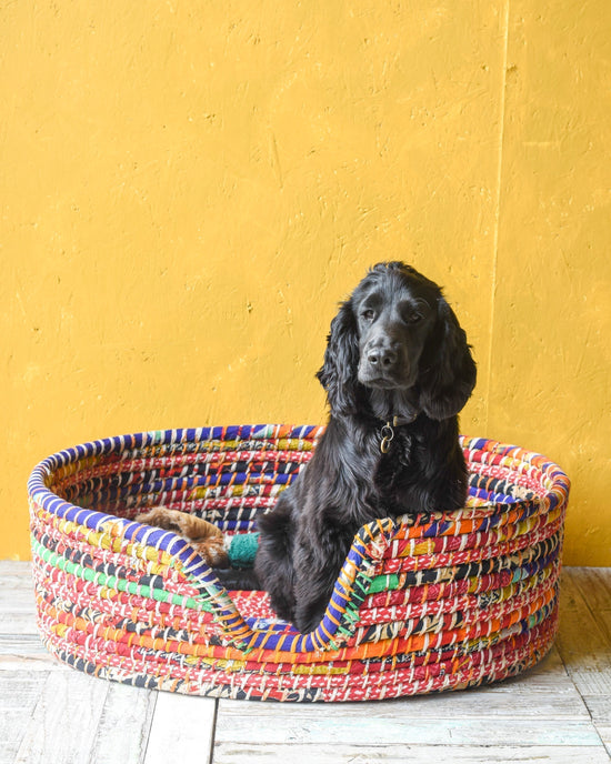 Small Recycled Sari Dog Basket - 13