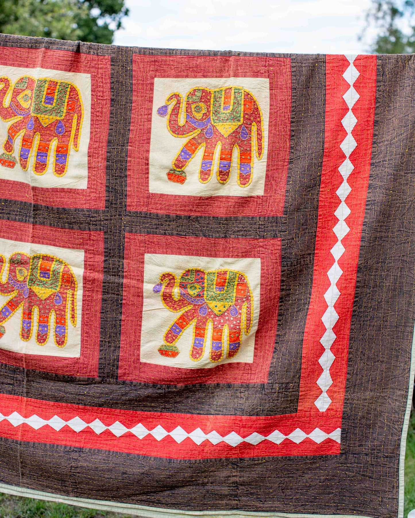 Elephant Kantha Throw 220 x 270cm