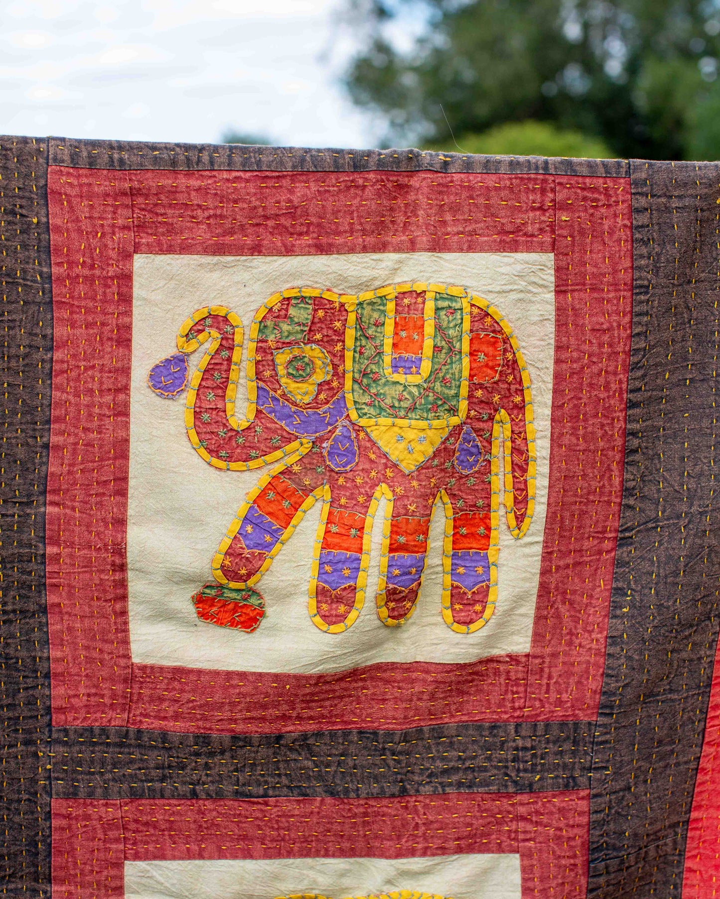 Elephant Kantha Throw 220 x 270cm