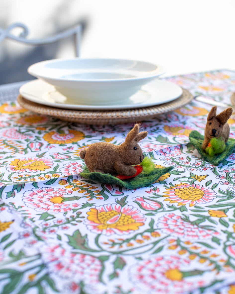 Felt Rabbit on a Leaf
