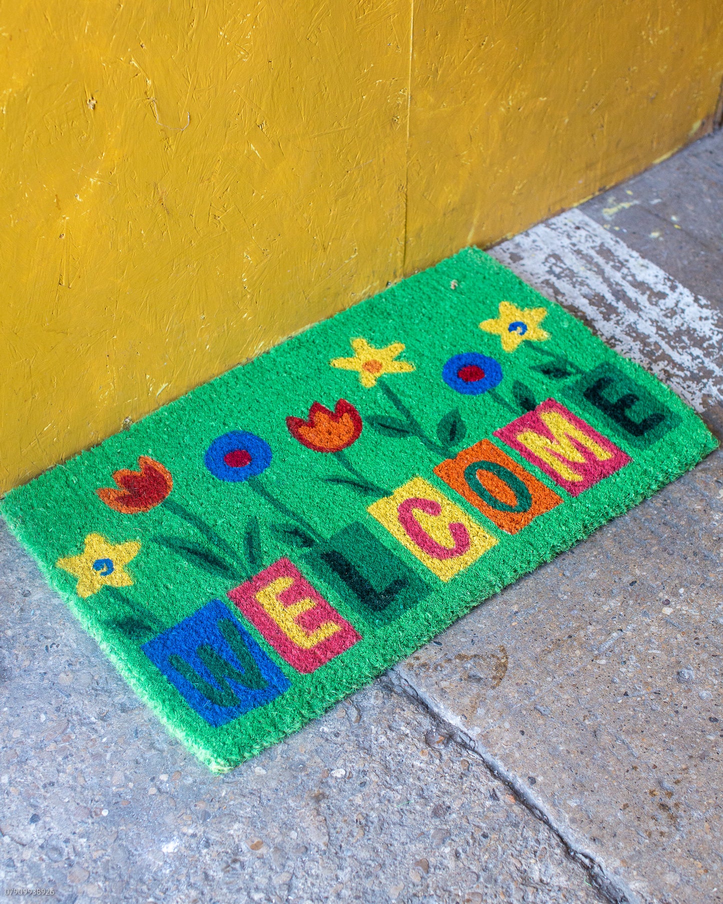 Green Welcome Doormat