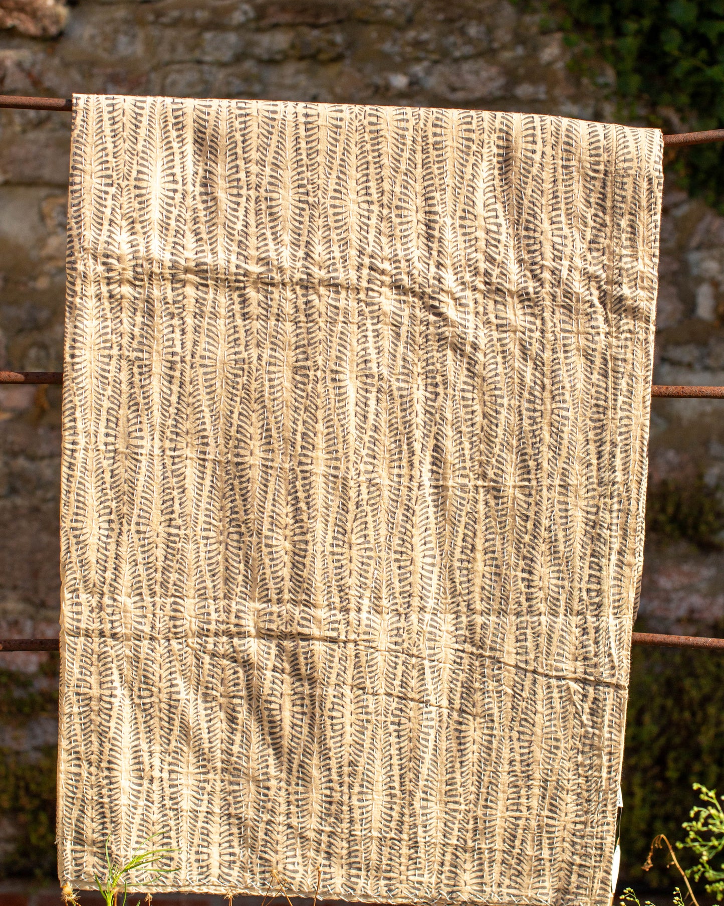 Floral Gudri Kantha Throw