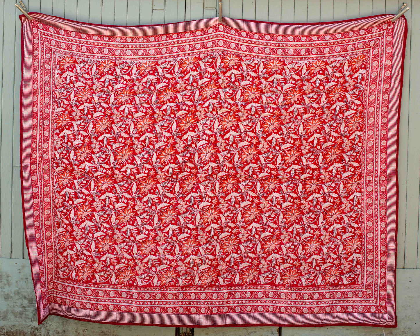 220 x 270cm Print Block Padded Quilt - Bedwyn