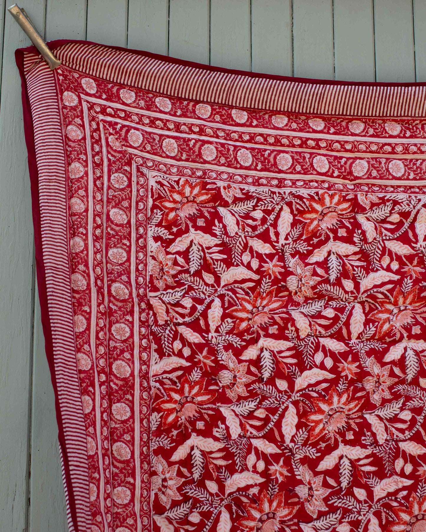 220 x 270cm Print Block Padded Quilt - Bedwyn