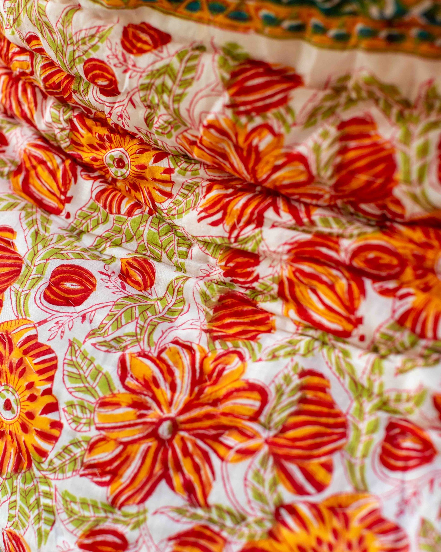 150 x 220cm Print Block Padded Quilt - Rushall