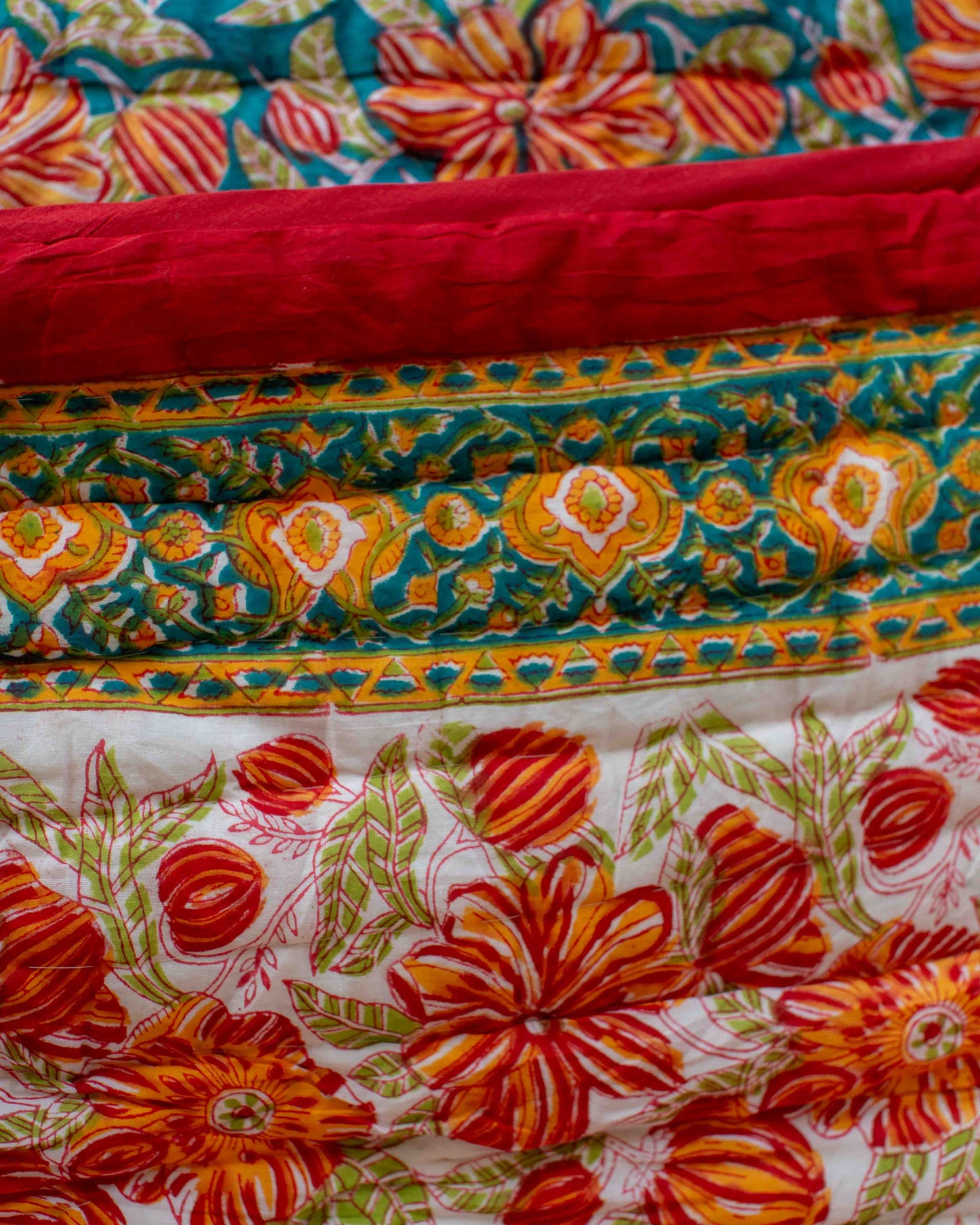 150 x 220cm Print Block Padded Quilt - Rushall