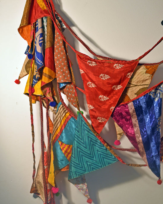 Recycled Large Sari Bunting - The india Shop