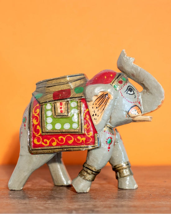 Hand Painted Wooden Elephant - The india Shop