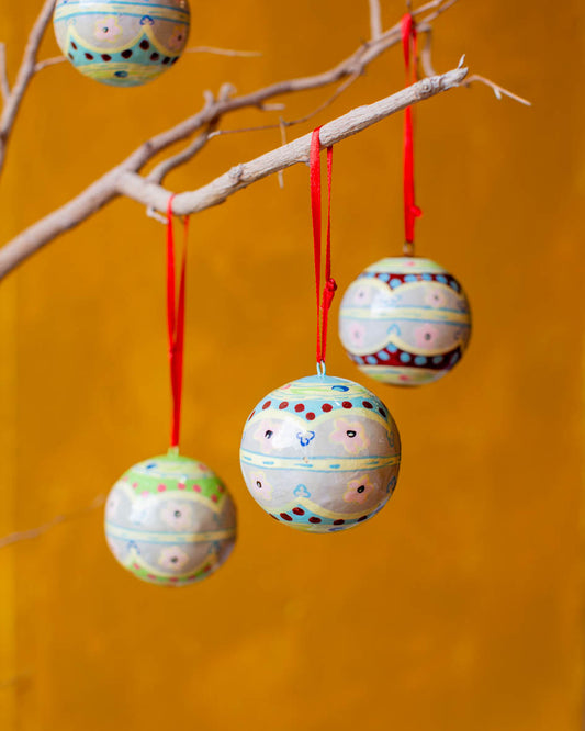 Set of 6 Folk Bauble decoration