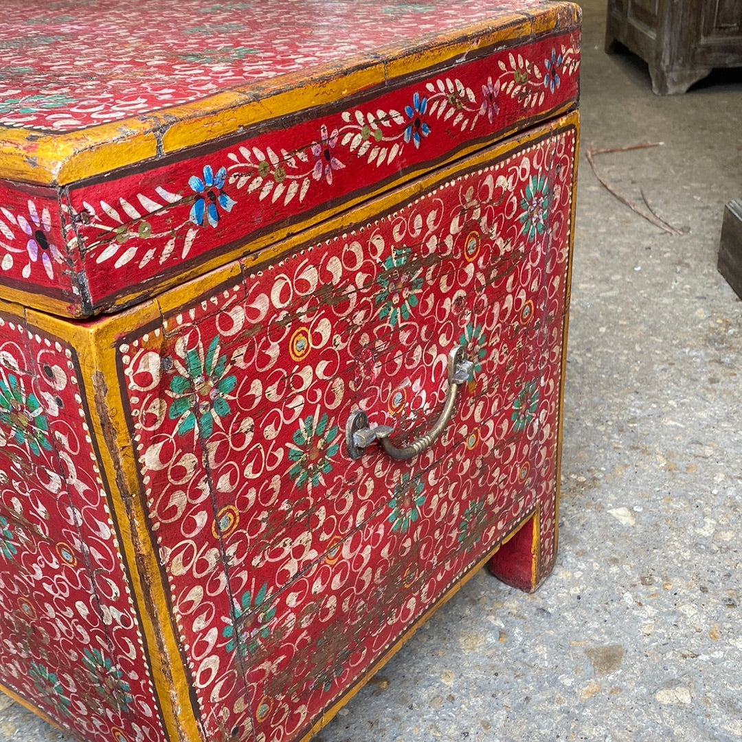 Red floral chest