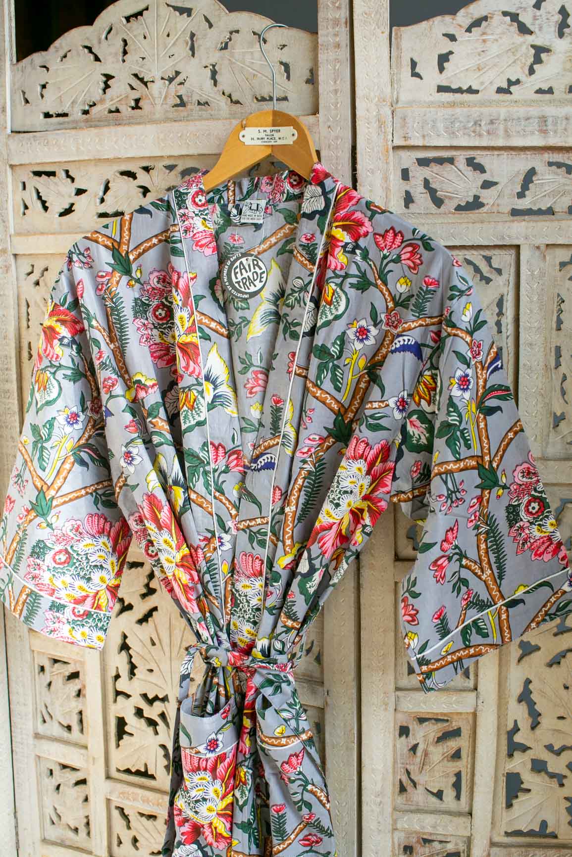 100% Grey Cotton Kimono - #1