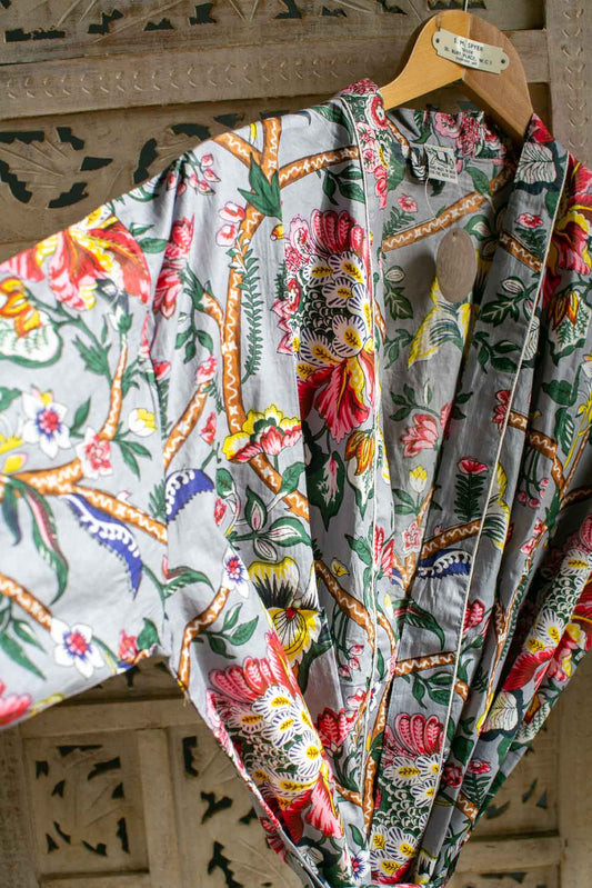 100% Grey Cotton Kimono - #1