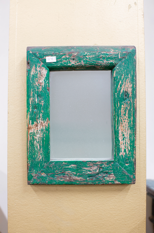 Upcycled Wooden Green Mirror