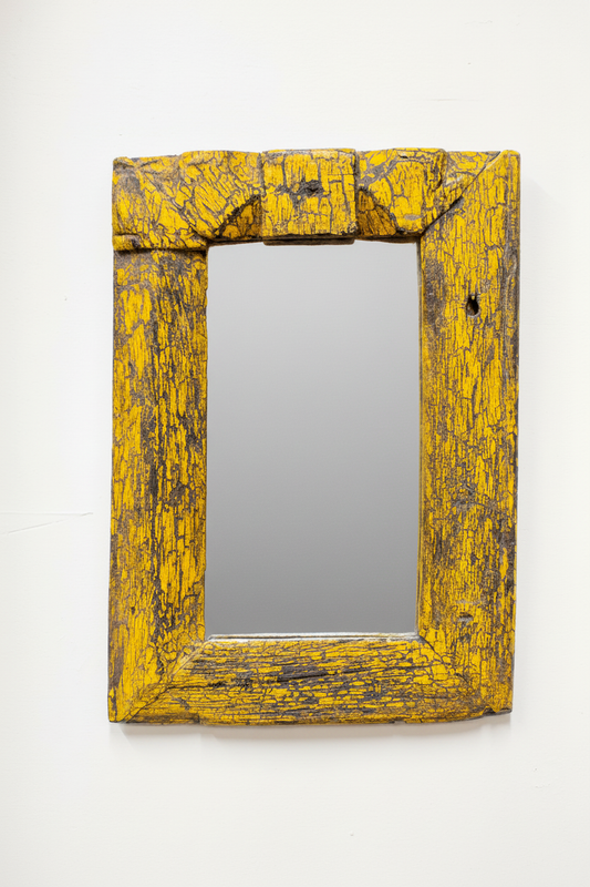 Upcycled Wooden Yellow Mirror