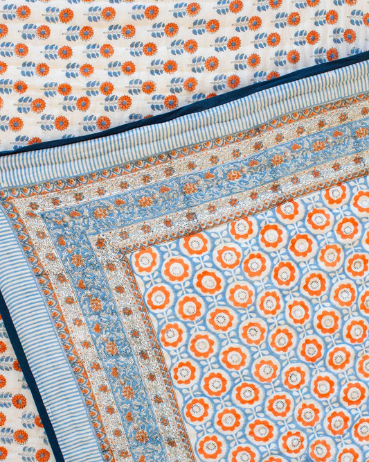 220 x 270cm Print Block Padded Quilt - Clatford