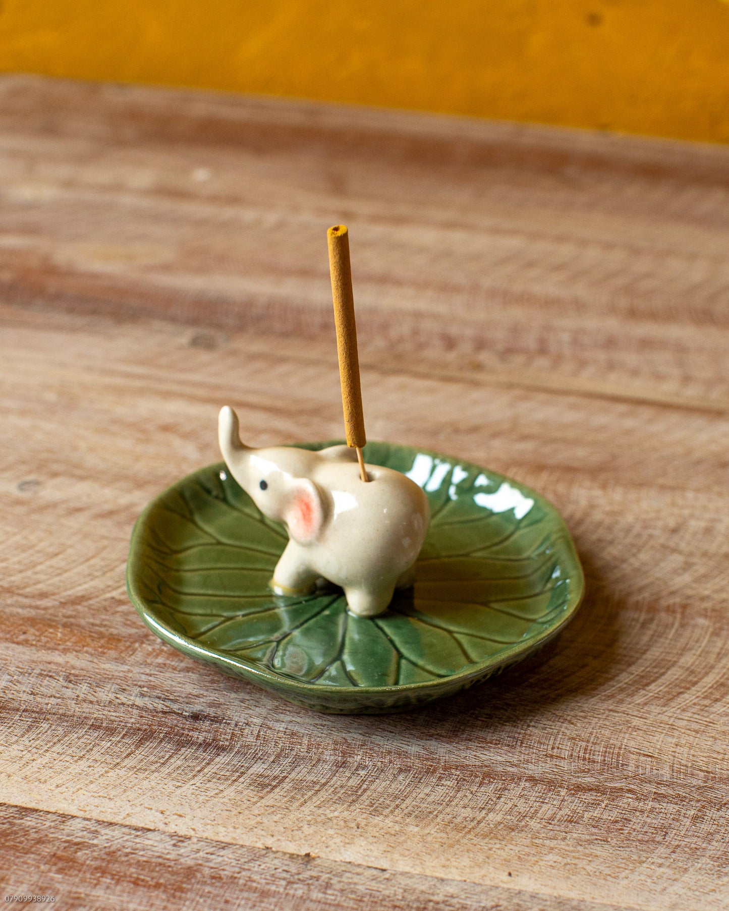 Elephant on a Leaf Incense Holder