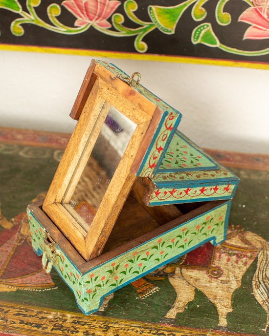 Barber Box / Jewellery Box with Fold-Away Mirror