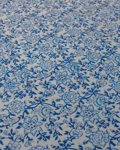 Blue & White Block Print Round Tablecloth