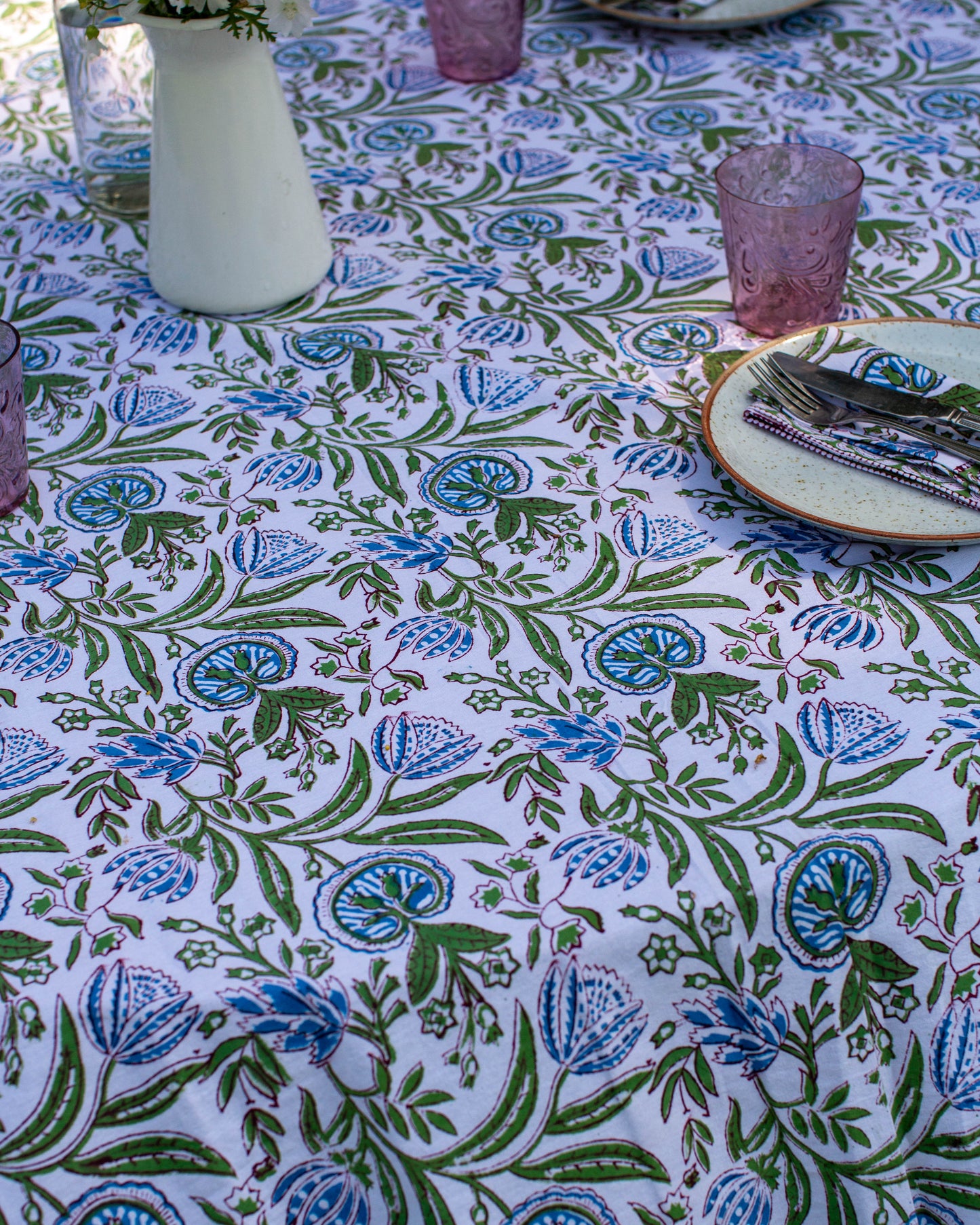 Print Block Round Tablecloth