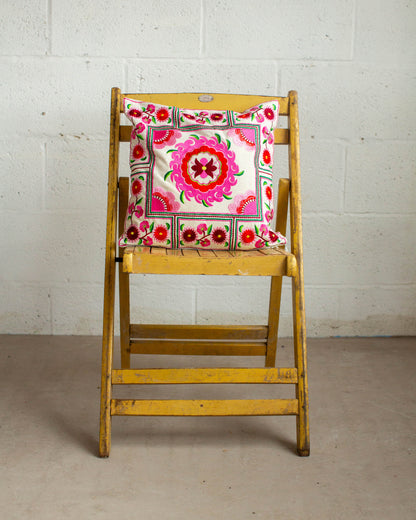Pink Embroidered Cushion Cover