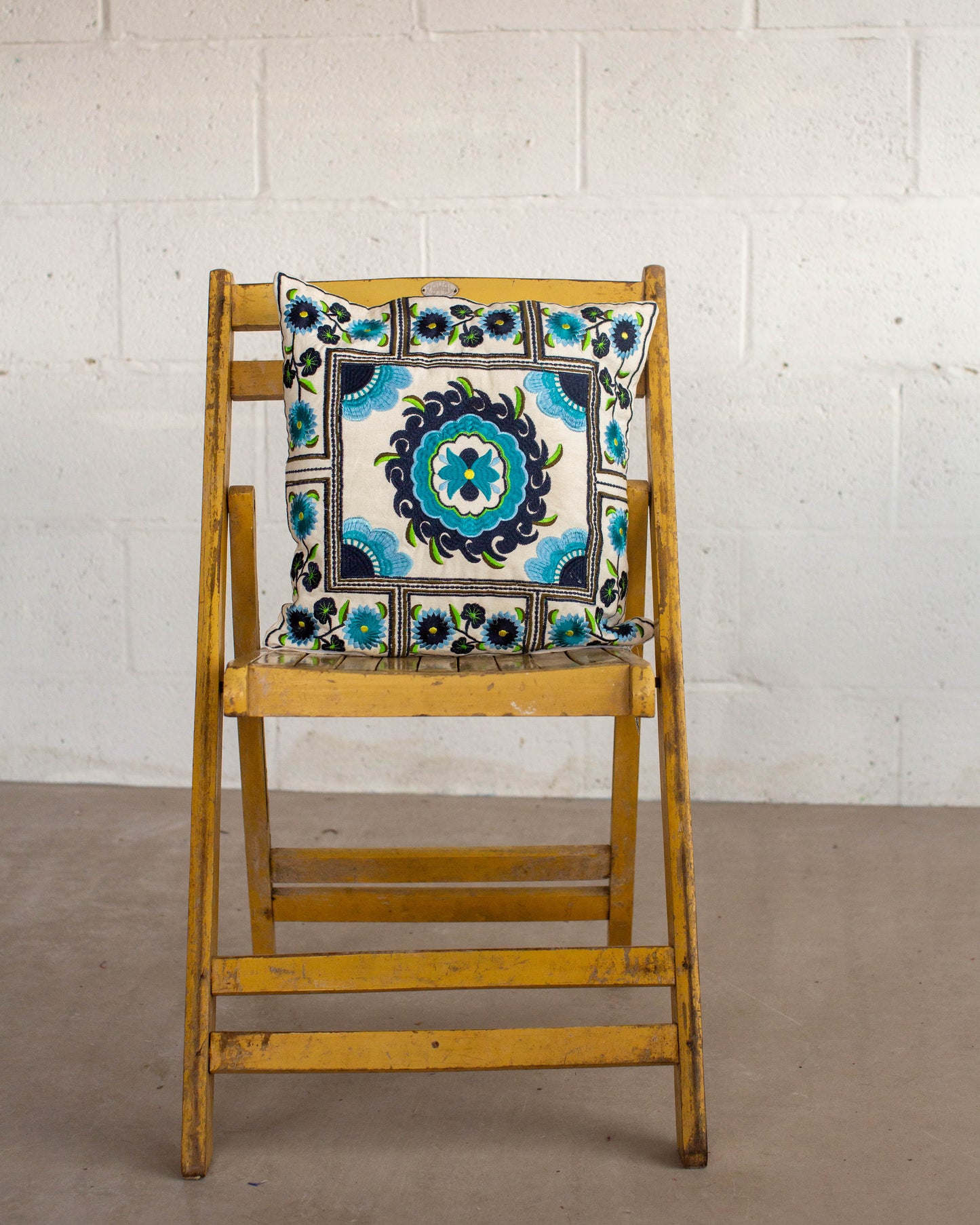 Blue Embroidered Cushion Cover