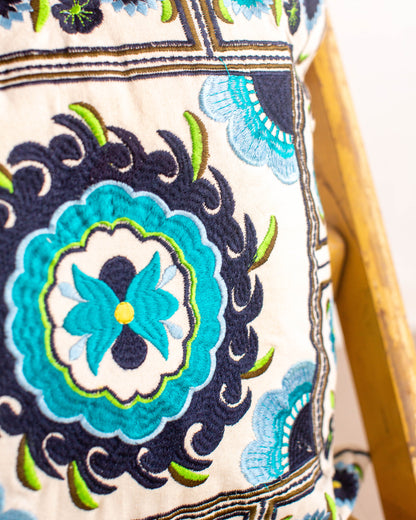 Blue Embroidered Cushion Cover