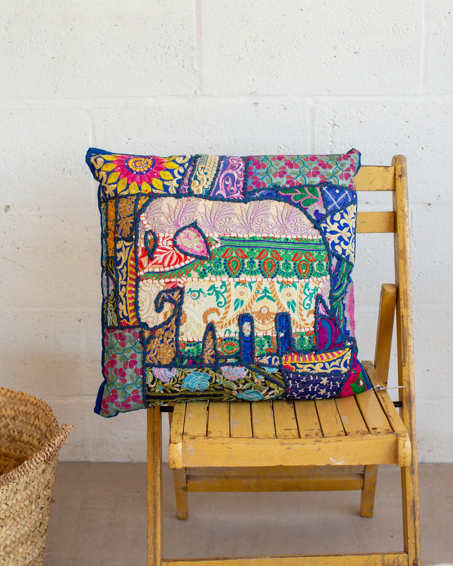 Blue Elephant patchwork Cushion Cover