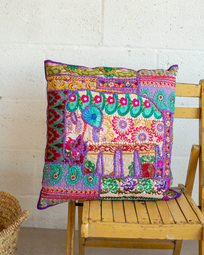 Purple Elephant patchwork Cushion Cover