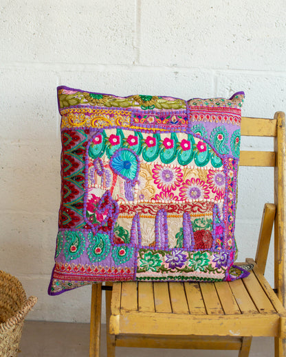 Purple Elephant patchwork Cushion Cover