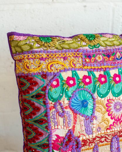 Purple Elephant patchwork Cushion Cover