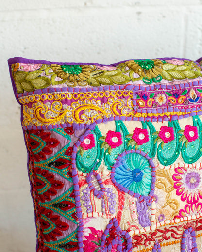 Purple Elephant patchwork Cushion Cover