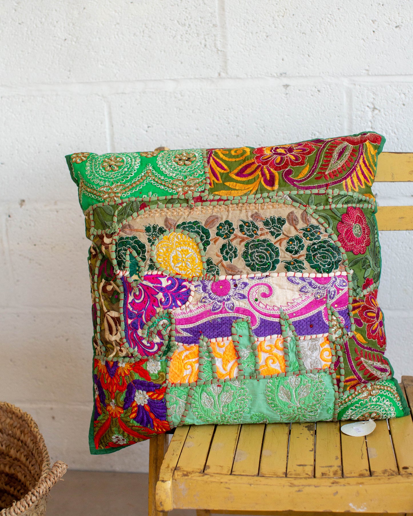 Green Elephant patchwork Cushion Cover